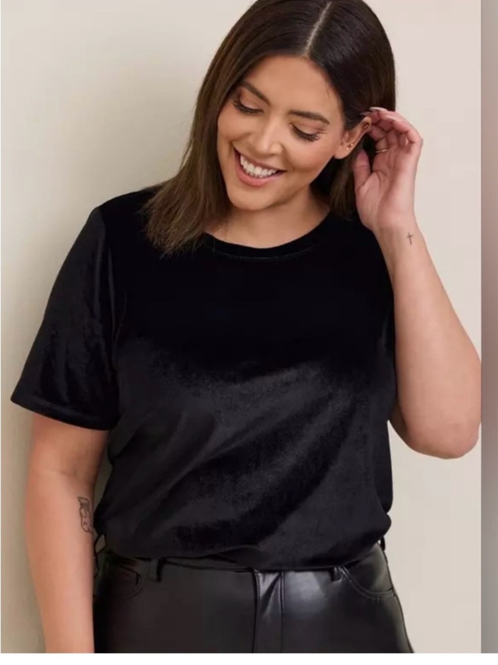 Torrid Black Stretch Velvet Tee